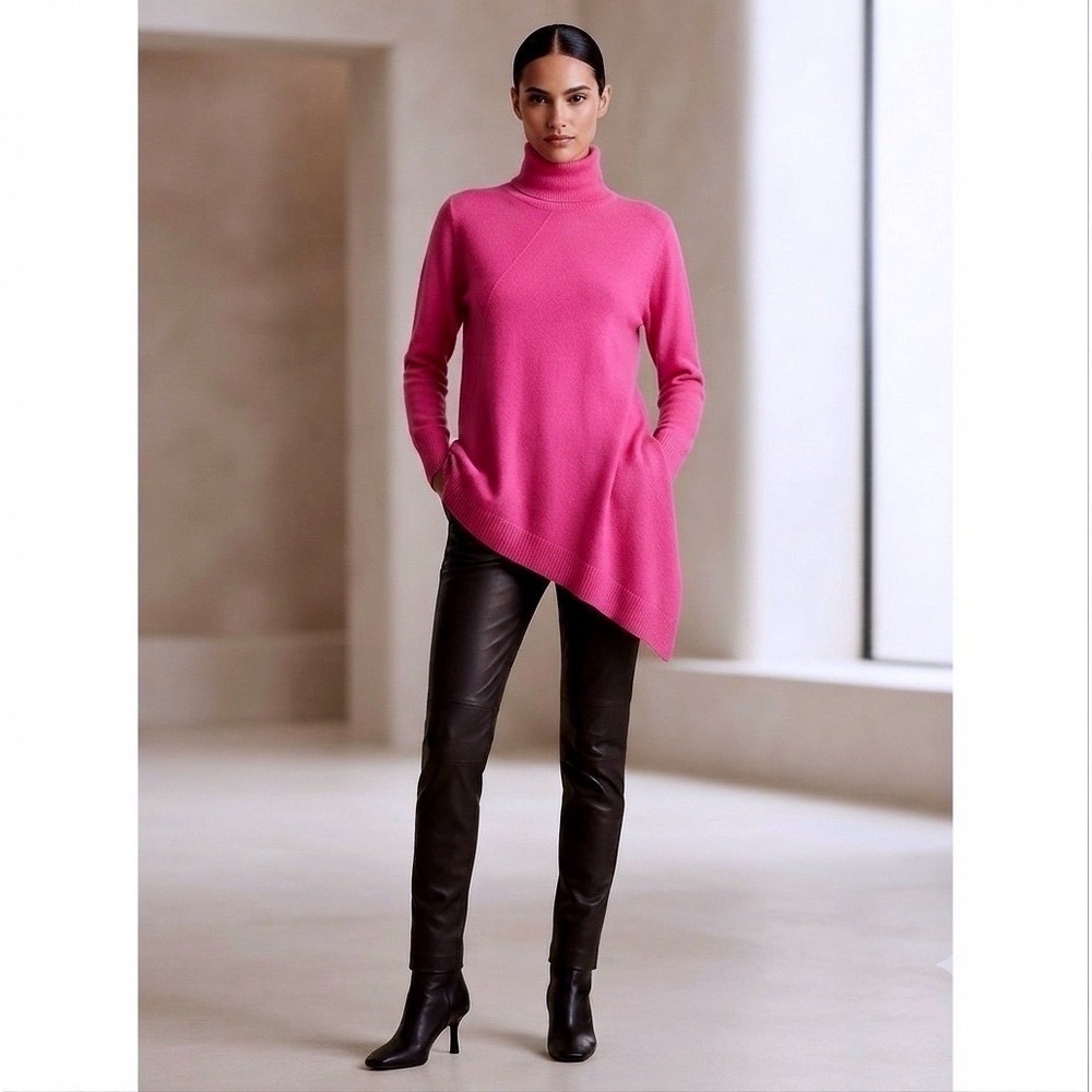 DG2 Diane Gilman‎ Pink Asymmetrical Turtleneck Sweater Womens Small NWT Fuchsia